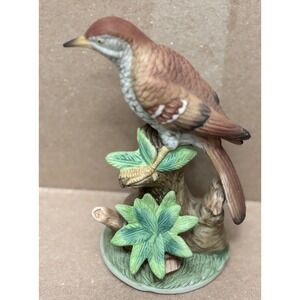 Vtg Angelina Original Hand Painted Bird Figurine Porcelain Brown Thrasher Taiwan